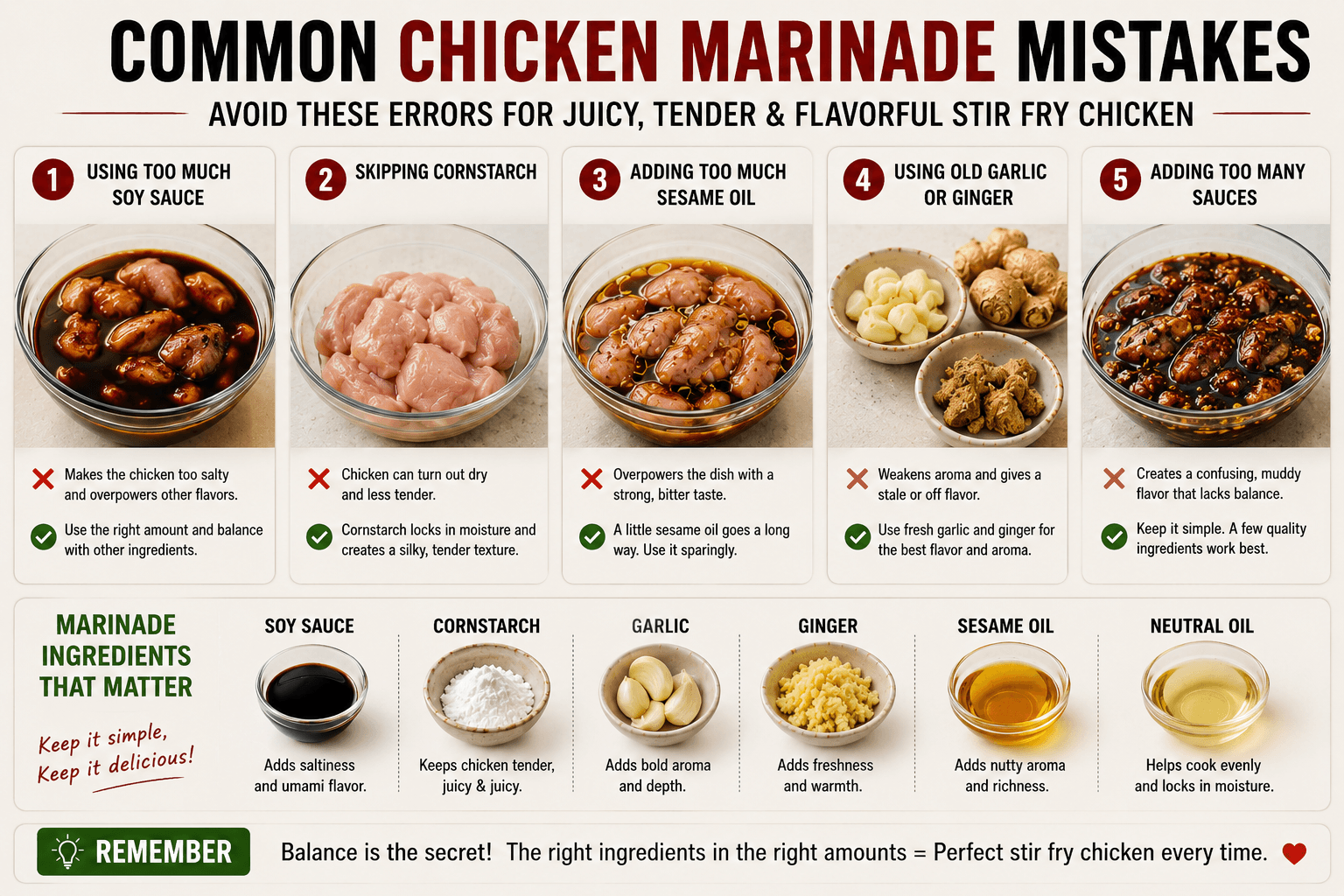 Common mistakes when choosing chicken marinade ingredients for stir fry