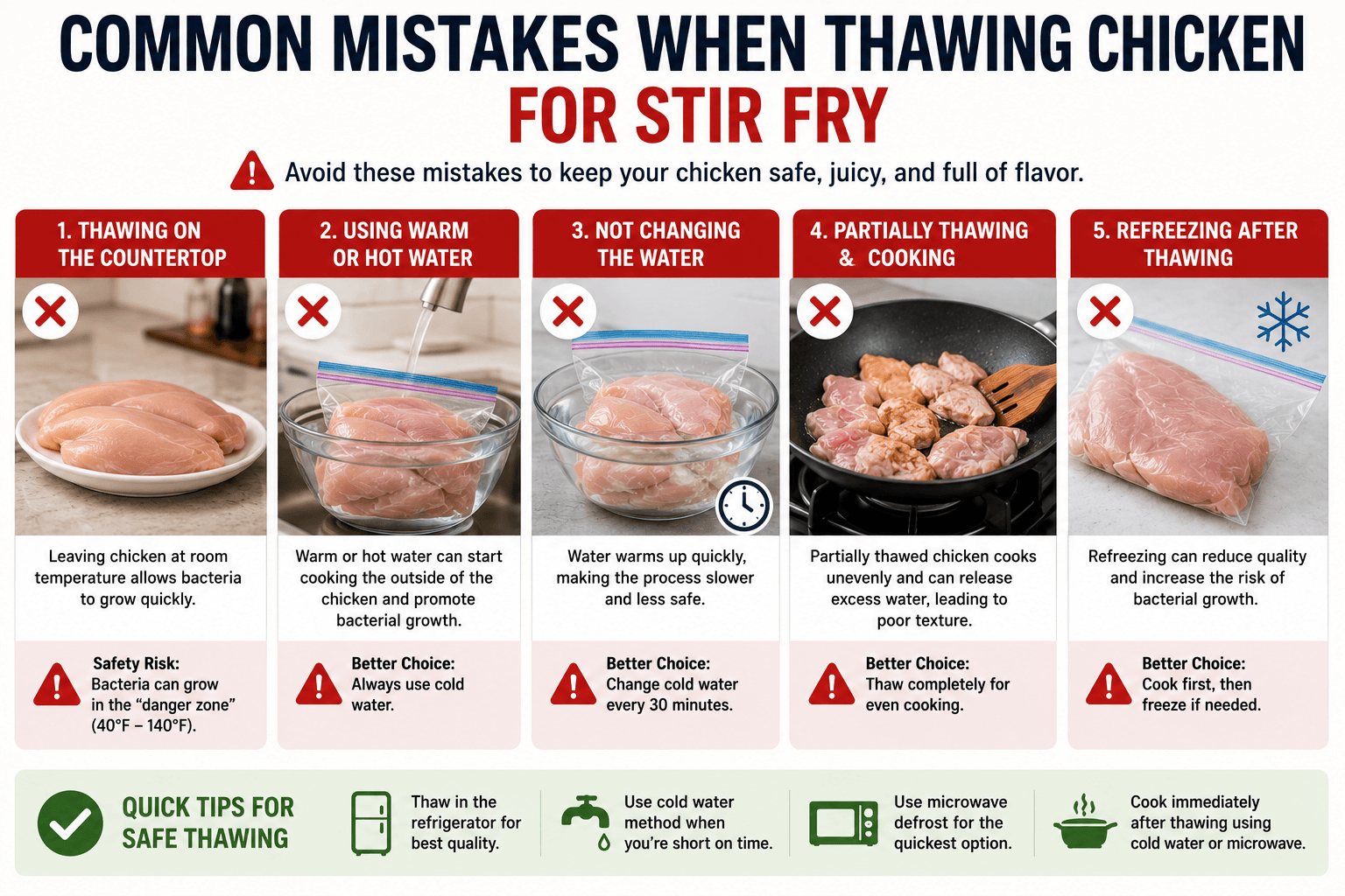 Common mistakes people make when thawing chicken for stir fry