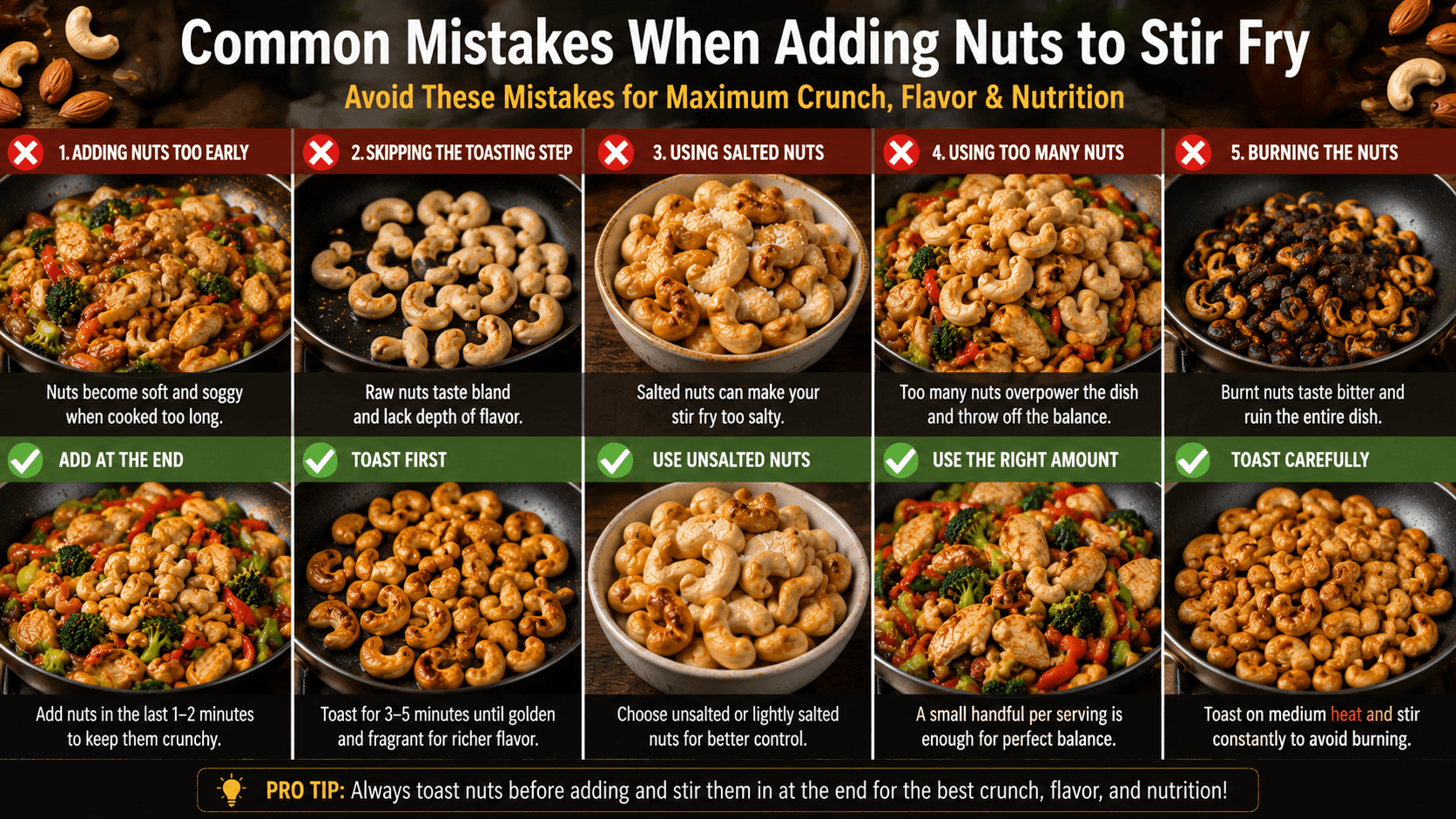 Common mistakes when cooking with nuts in stir fry
