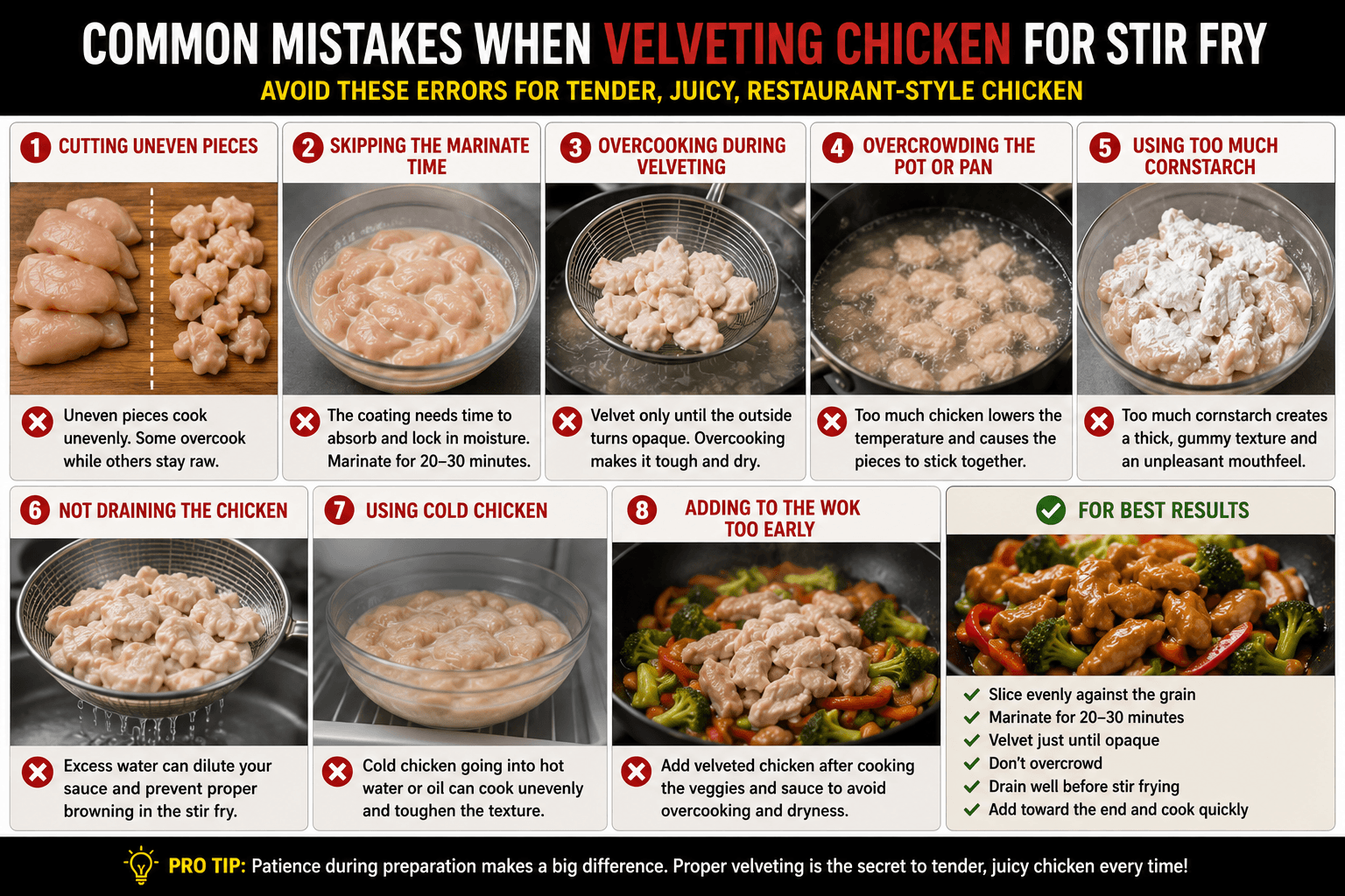 Common mistakes to avoid when velveting chicken for stir fry