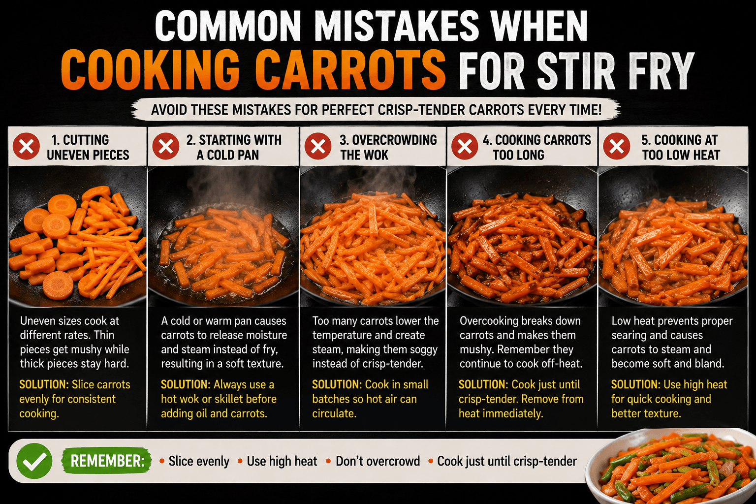 Common mistakes that make carrots too soft or too hard during stir fry cooking