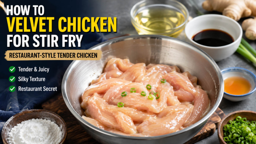 How to velvet chicken for stir fry using the traditional restaurant-style velveting technique
