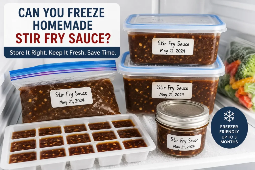 Can you freeze homemade stir fry sauce in freezer-safe containers for long-term storage