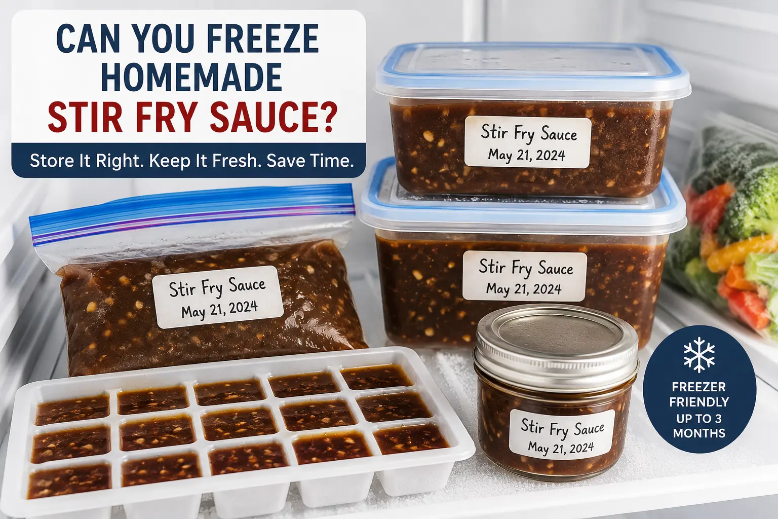 Can you freeze homemade stir fry sauce in freezer-safe containers for long-term storage
