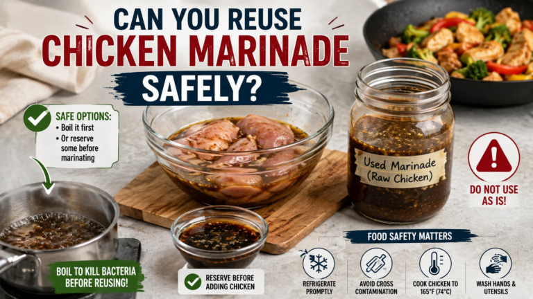 Can you reuse chicken marinade safely after marinating raw chicken for stir fry