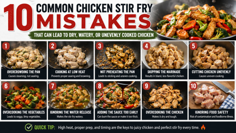 10 common chicken stir fry mistakes that can lead to dry, watery, or unevenly cooked chicken