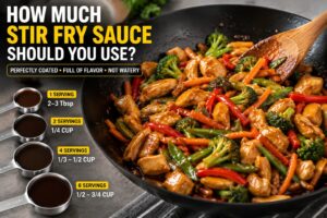 How much stir fry sauce to use for perfectly coated chicken and vegetables without making the dish watery