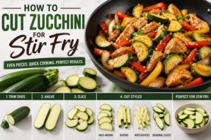 How to cut zucchini for stir fry into even pieces for quick and even cooking