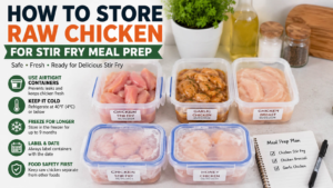 How to store raw chicken meal prep safely using airtight containers for stir fry