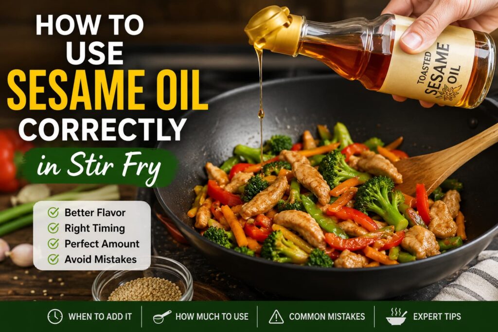 How to use sesame oil in stir fry for rich flavor without burning the oil