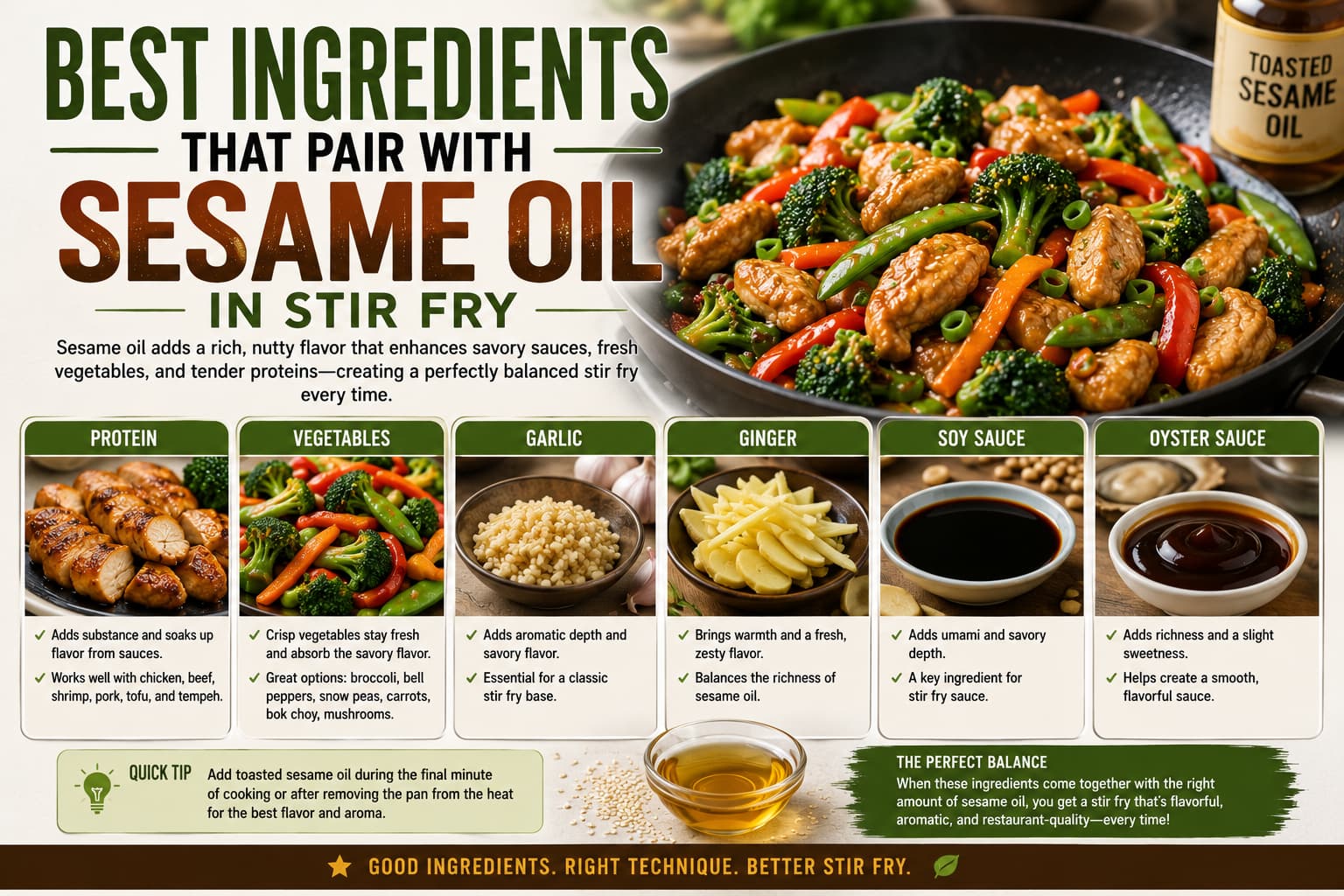 Chicken broccoli garlic ginger soy sauce and sesame oil used together in a flavorful stir fry